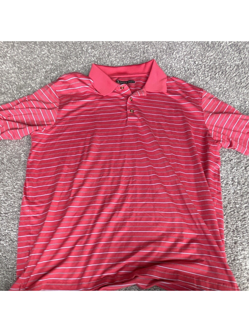 Pebble Beach Performance Men's 2XL Polo Pink Striped Short Sleeve Button